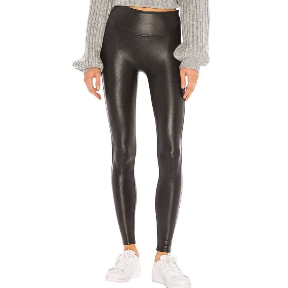 SPANX Faux Leather Leggings Black Large Petite LP